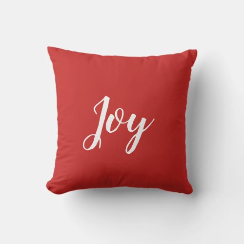 Red White Christmas Joy Decor Throw Pillow