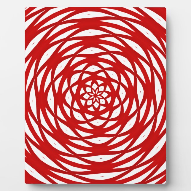 Red White Christmas Modern Circle Design Pattern Plaque (Front)