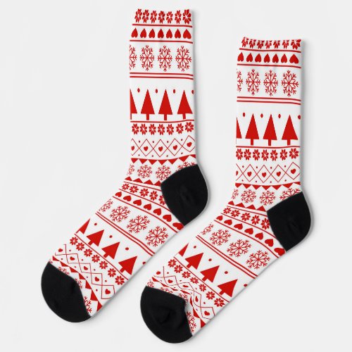 Red White Christmas Novelty Mens Womens Kids Socks