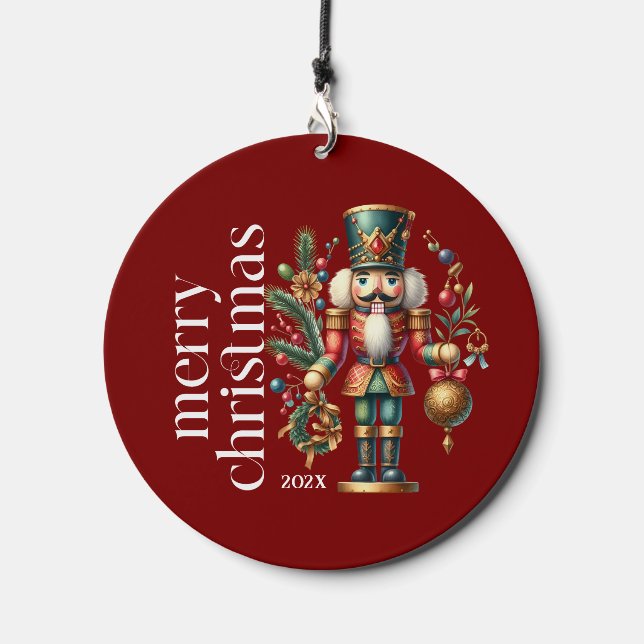 Red White Christmas Nutcracker Merry Christmas Wind Chime (Front)