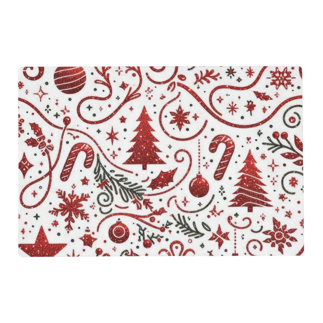  Red White Christmas Paper Placemat (Front)