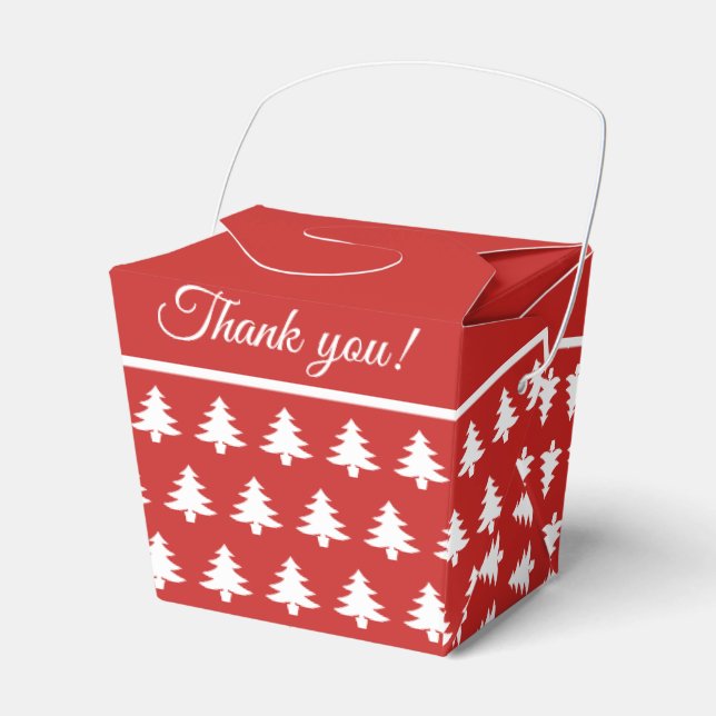 Red/White Christmas Party Favor Tree  Font Pattern Boxes (Front Side)