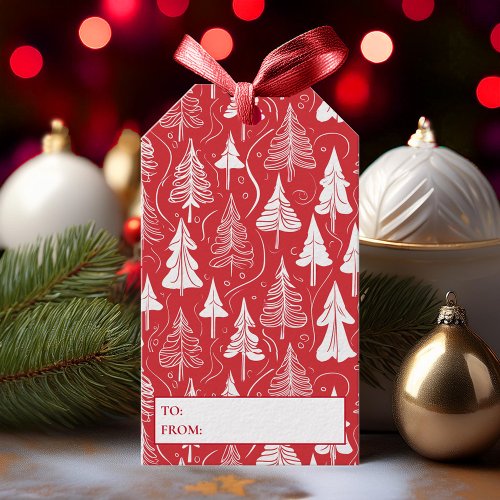 Red White Christmas Pattern6 ID1009 Gift Tags