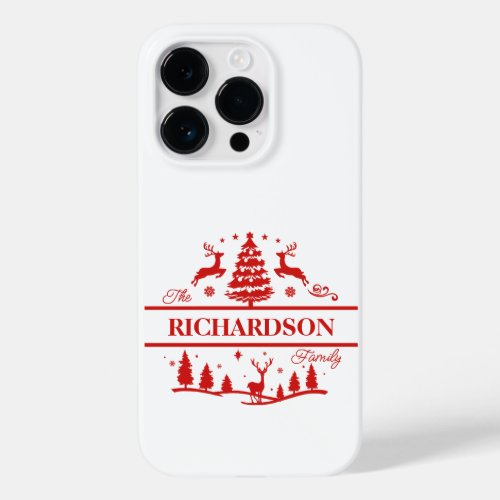 Red White Christmas Personalized Family Name Case_Mate iPhone 14 Pro Case