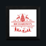 Red White Christmas Personalized Family Name Gift Box<br><div class="desc">Red white Christmas family name custom name monogram holiday wooden gift box. Elevate your Christmas gift wrapping with this personalized gift box. This custom family name gift box adds a unique touch to your holiday gift wrapping and makes for a thoughtful and cherished family keepsake.</div>