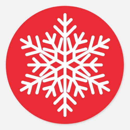 Red White Christmas Snowflake Design Classic Round Sticker