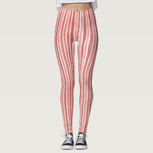 Red White Christmas Stripes Leggings