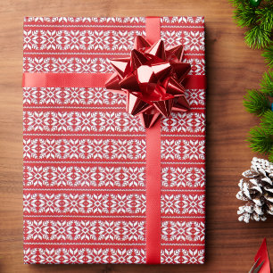 Red White Christmas Sweater Pattern Wrapping Paper