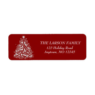 Red White Christmas Tree Custom Holiday Label