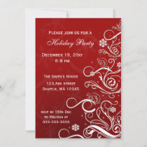 Red White Christmas Tree Holiday Party Invitations