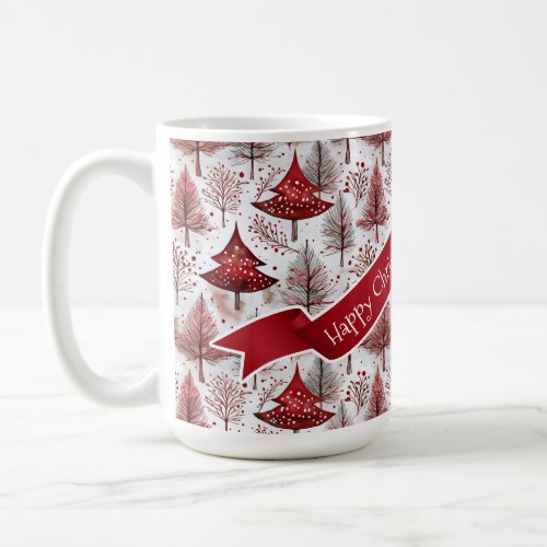 Red White Christmas Tree Pattern4 ID1009 Coffee Mug