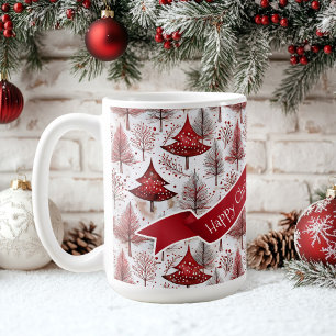 Red White Christmas Tree Pattern#4 ID1009 Coffee Mug
