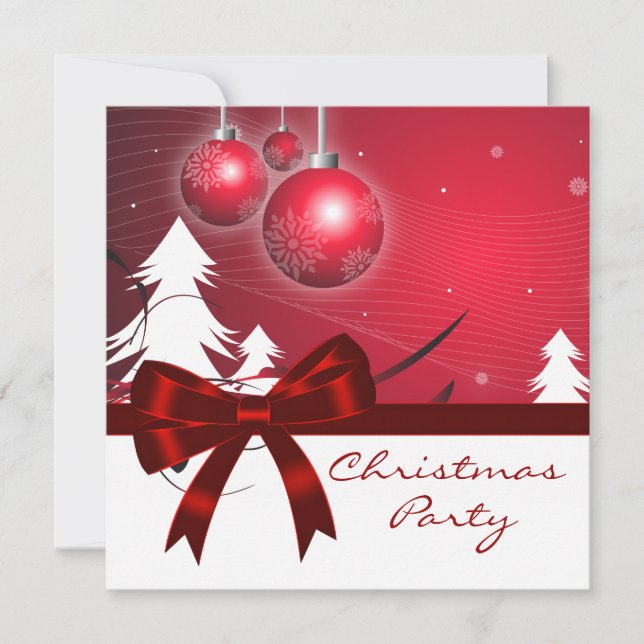 Red White Christmas Tree Red White Christmas Party Invitation (Front)
