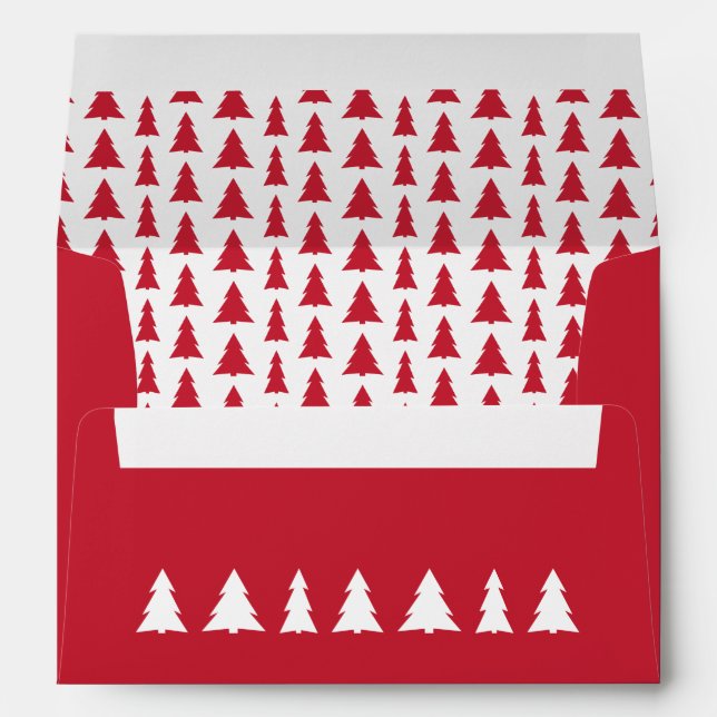 Red White Christmas Trees Printed Return Address Envelope (Back (Bottom))