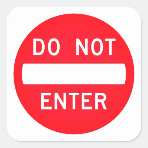 Red  White Circle Do Not Enter Road Driving Sign Square Sticker