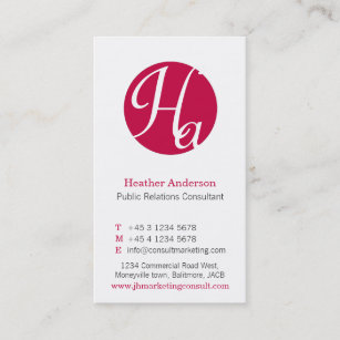 Red & white circle initial modern business card