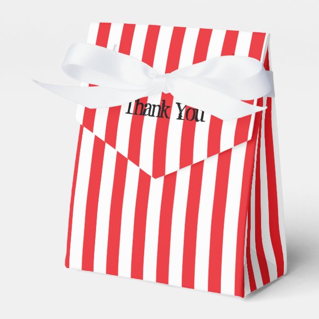 Red & White Circus Stripes Party Favor Boxes (Front Side)