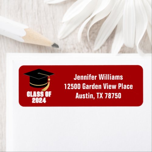 Red White Class of 2024 Graduation Return Address Label