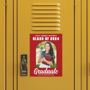 Red White Class of 2024 Photo Graduation Magnet