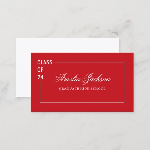 Red  White Class Of 24 Graduation Name Card