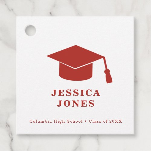 Red  White Classic Graduation Cap Class of 2021 Favor Tags