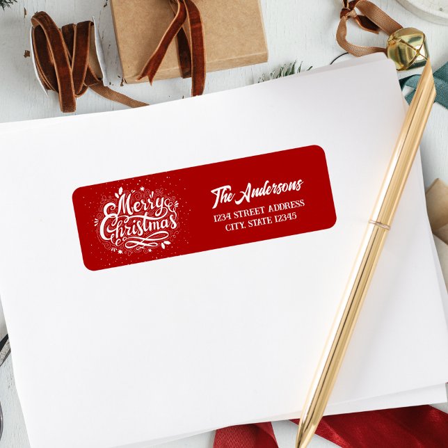 Red & White Classic Merry Christmas Personalized Label (Red & White Classic Merry Christmas Personalized Label)