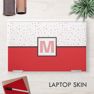 Red + White Classic Striped Monogram HP Laptop Skin
