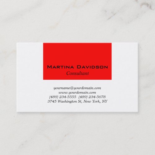 Red White Classical Plain Creative Business Card