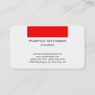 Red White Classical Plain Creative Business Card
