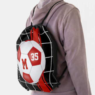red white club team school colors girl boy soccer drawstring bag