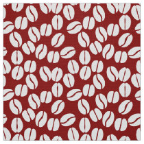 Red white coffee beans pattern fabric