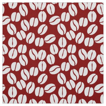 Red white coffee beans pattern fabric