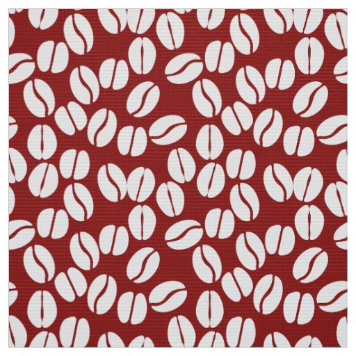 Red white coffee beans pattern fabric