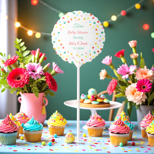 Red White Colorful Baby Shower Confetti Balloon