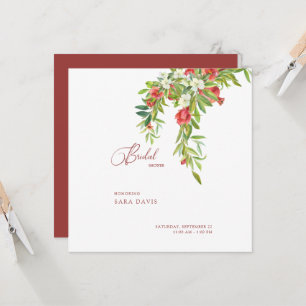 Red & White Colorful Tuscan Bridal Shower Square Invitation