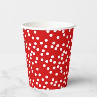Red & White Confetti / Polkadots Paper Cups