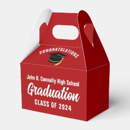 Red White Congratulations 2024 Graduation Party Favor Boxes
