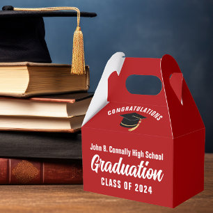 Red White Congratulations 2025 Graduation Party Favor Boxes