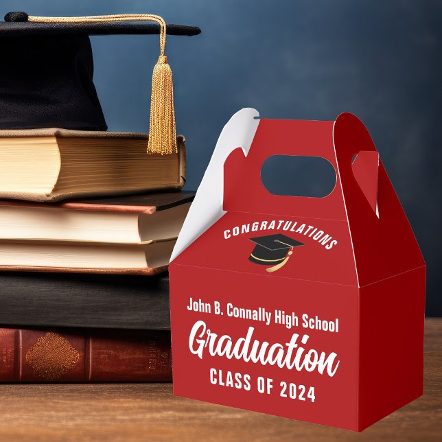 Red White Congratulations 2025 Graduation Party Favor Boxes (Creator Uploaded)