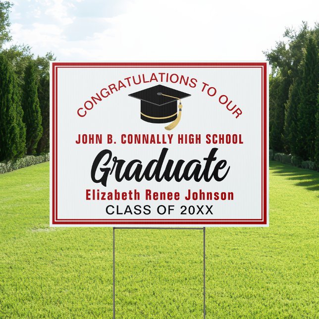 Red White Congratulations Graduate Custom Yard Sign (Creator Uploaded)
