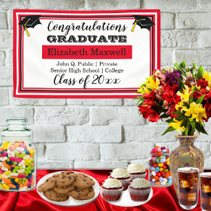 Red   White Congratulations Graduate Graduation Banner