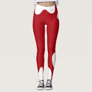 Red & White Contrast Leggings – Customizable