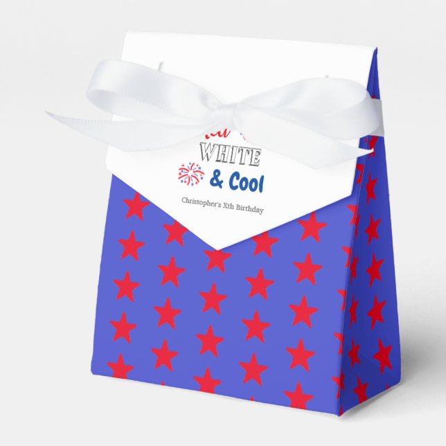 Red White & Cool 4th of July Birthday Favor Boxes (Front Side)