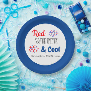 Red White & Cool 4th of July Birthday Paper Plates