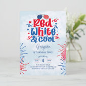 Red White & Cool Birthday Party Invitation (Standing Front)