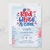 Red White & Cool Birthday Party Invitation (Front)