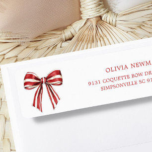 Red White Coquette Bow Return Address Label