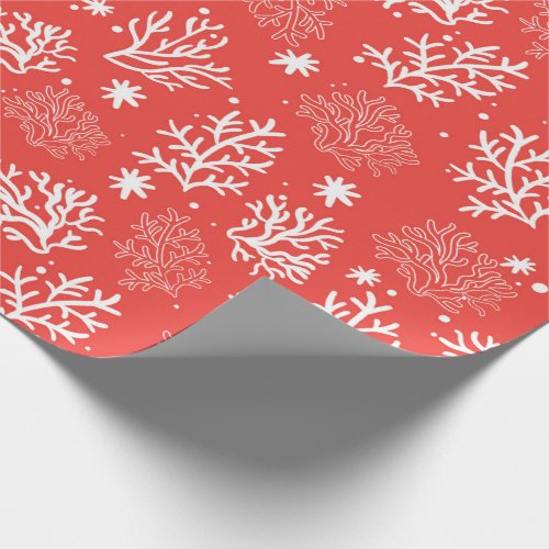 Red  White Coral Wrapping Paper