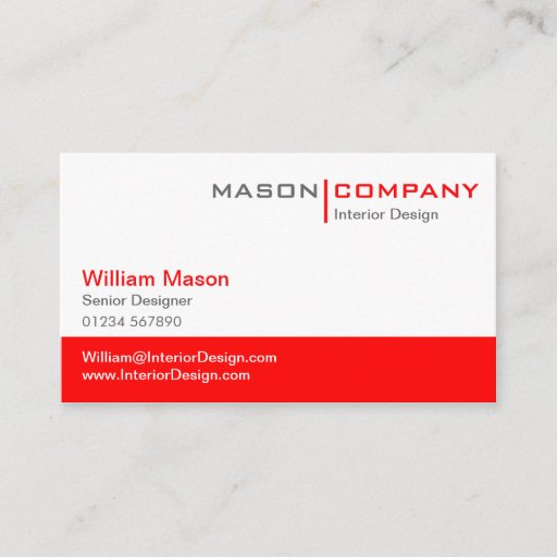 Customizable Red &amp; White Corporate Business Card