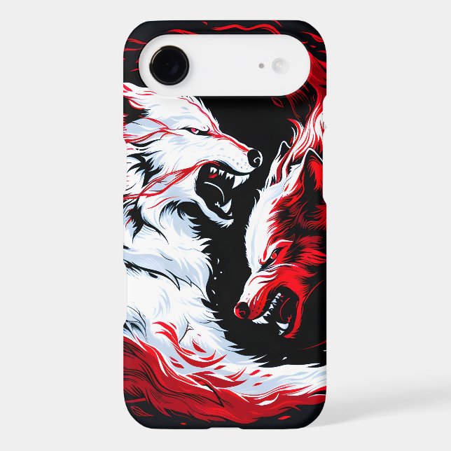 Red White Cosmic Wolf Warrior Case-Mate iPhone Case (Back)